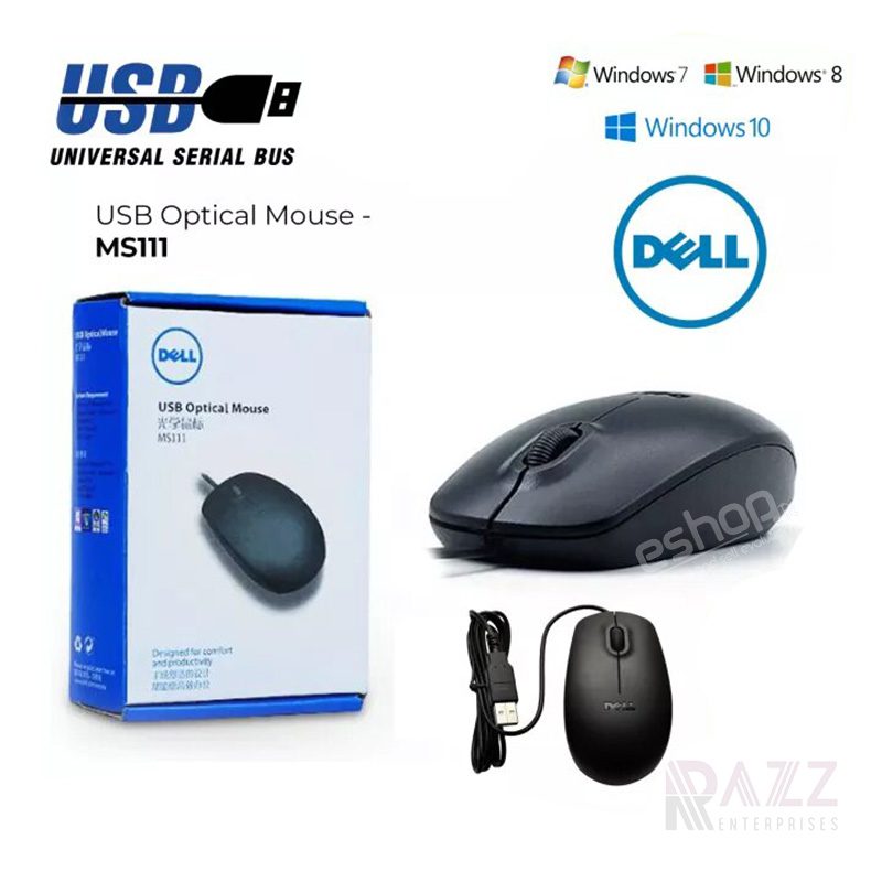 Dell Black Wired / Cable USB Optical Mouse MS111 1 Dell Black Wired / Cable USB Optical Mouse MS111