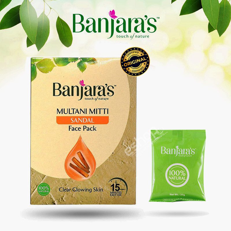 Original Banjaras Multhani Metti Sandal Face Whitening Pack 1 Original Banjaras Multhani Metti Sandal Face Whitening Pack
