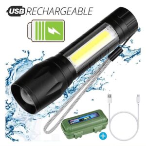 Mini COB LED USB Rechargeable Flashlight Portable Charging Waterproof Torch